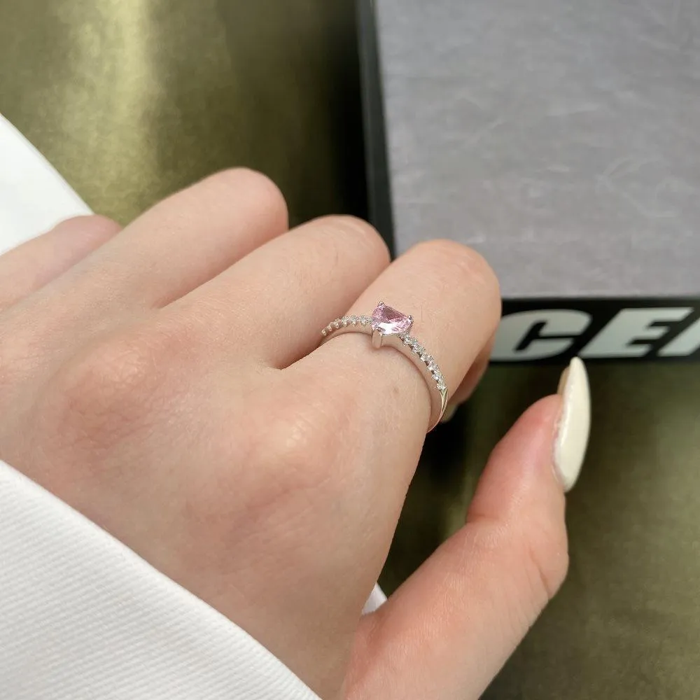 Pink CZ Heart Ring