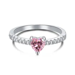 Pink CZ Heart Ring