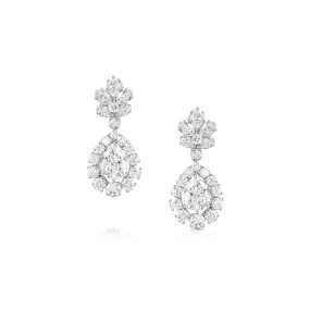 "Bulgari" Diamond Pear Drop Platinum Earrings - Estate