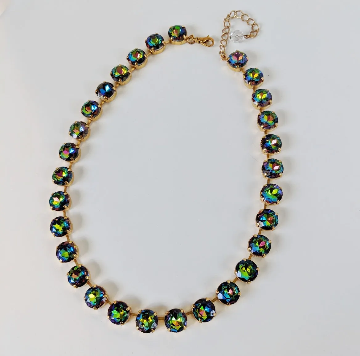 Rainbow Crystal Riviere Necklace - Small Round