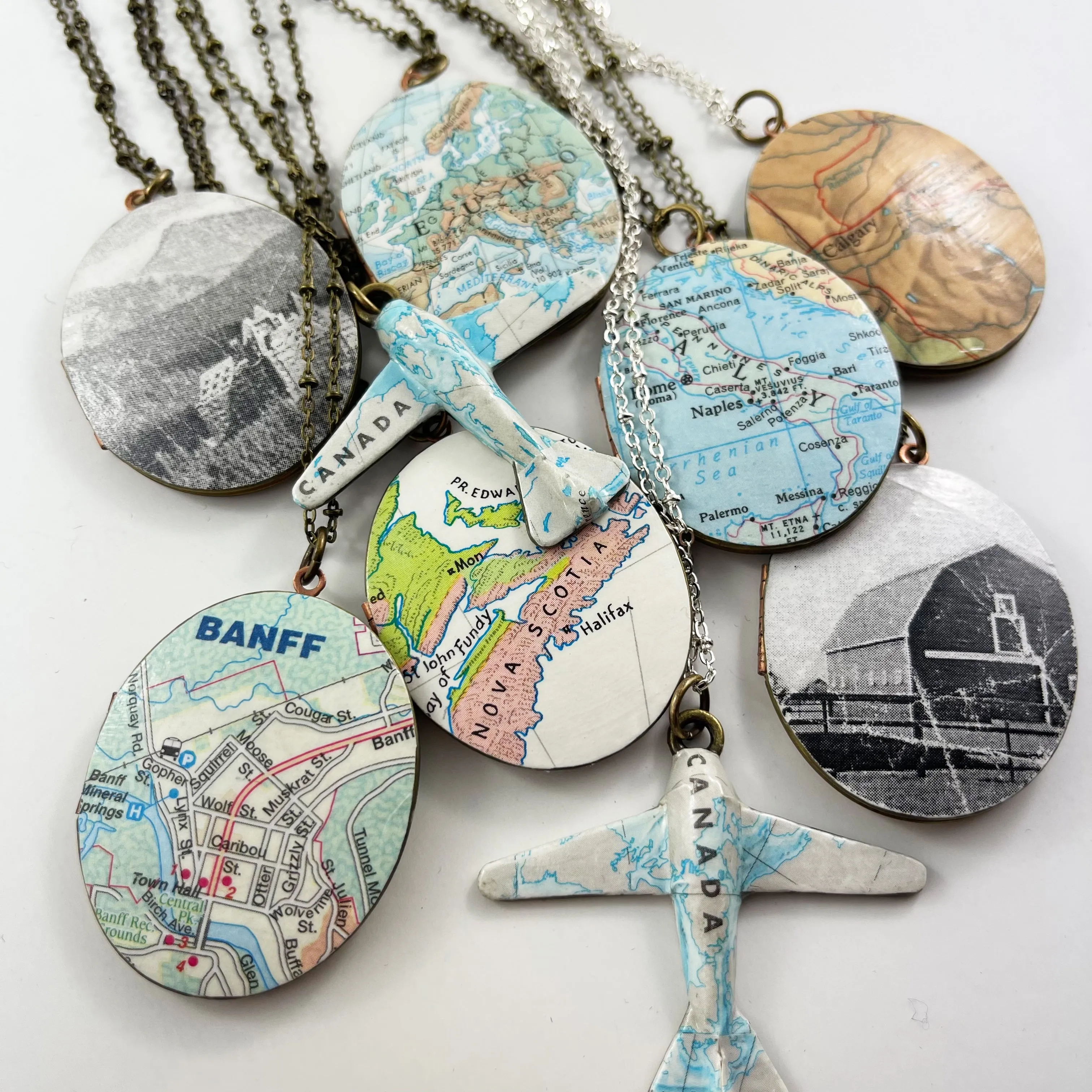 *Ready-Made* Map Plane Necklaces