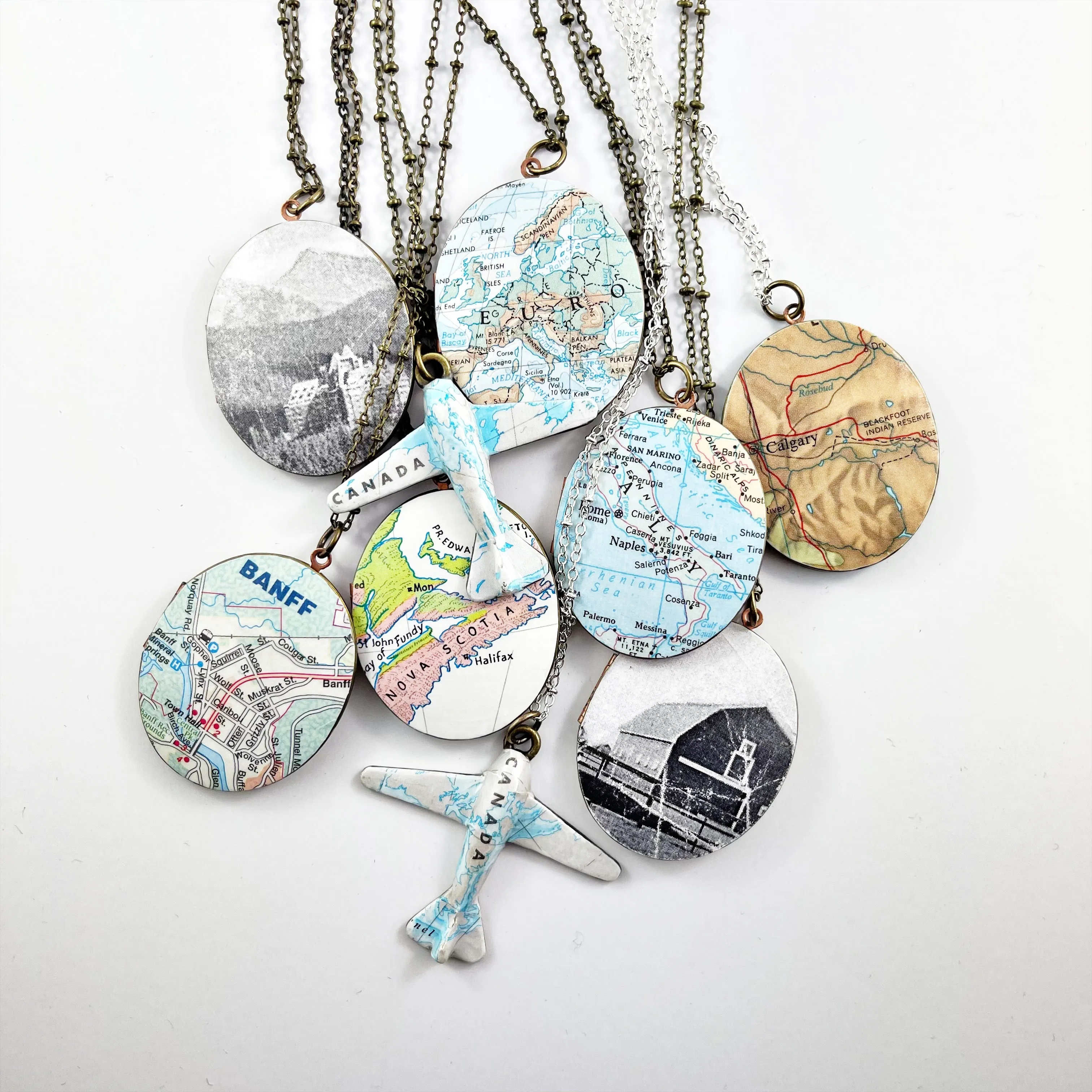 *Ready-Made* Map Plane Necklaces