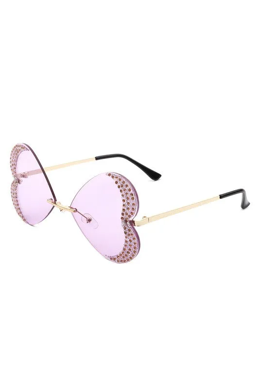 Rimless Butterfly Tinted Sunglasses