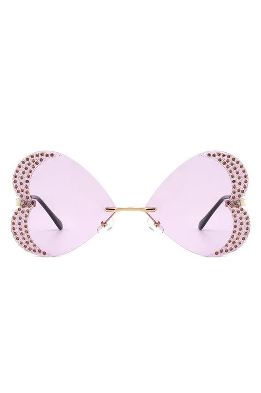 Rimless Butterfly Tinted Sunglasses