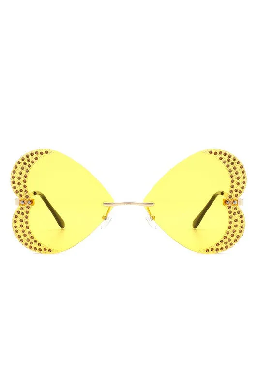 Rimless Butterfly Tinted Sunglasses