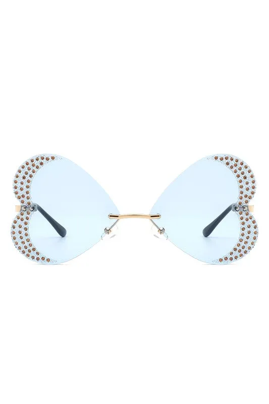 Rimless Butterfly Tinted Sunglasses