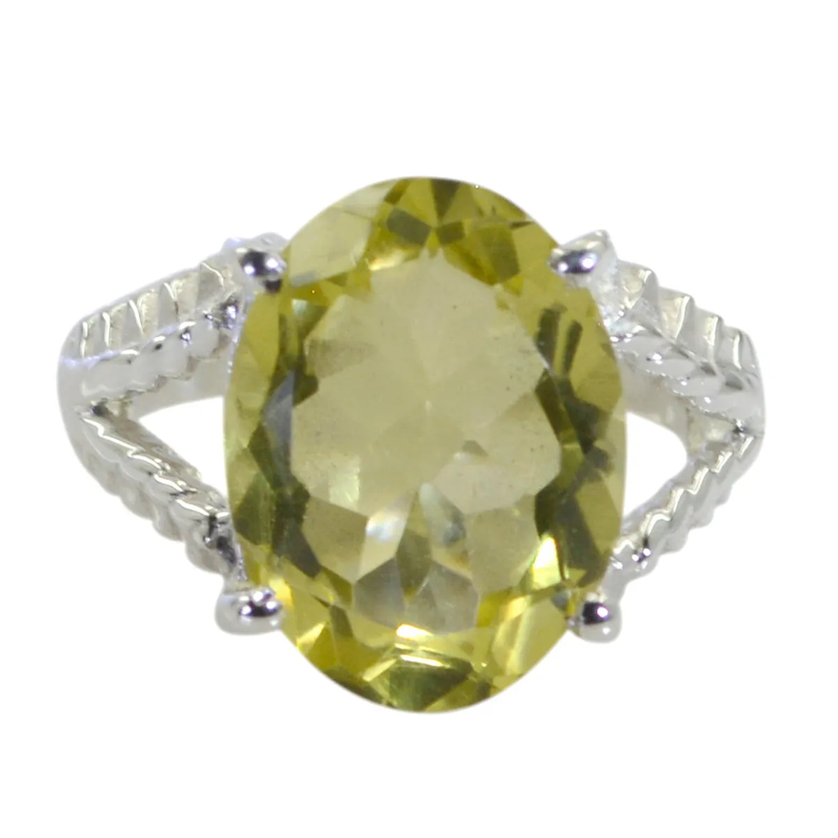 Riyo Engaging Gem Lemon Quartz Sterling Silver Rings Supply Jewelry