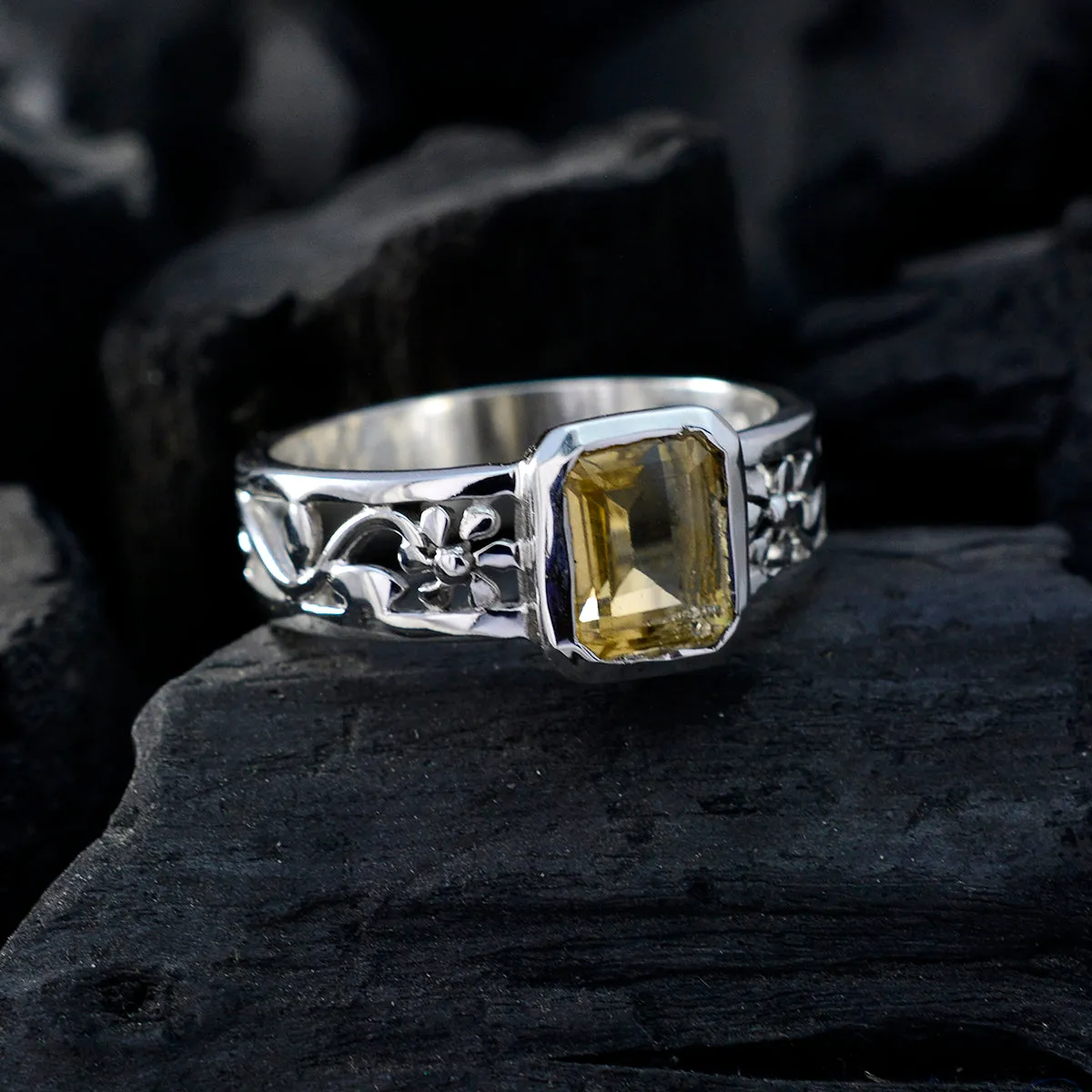 Riyo Engaging Gemstone Citrine Sterling Silver Ring Stackings