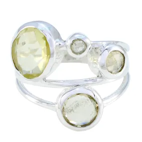 Riyo Fair Stone Lemon Quartz 925 Silver Rings Vintage Jewelry Box