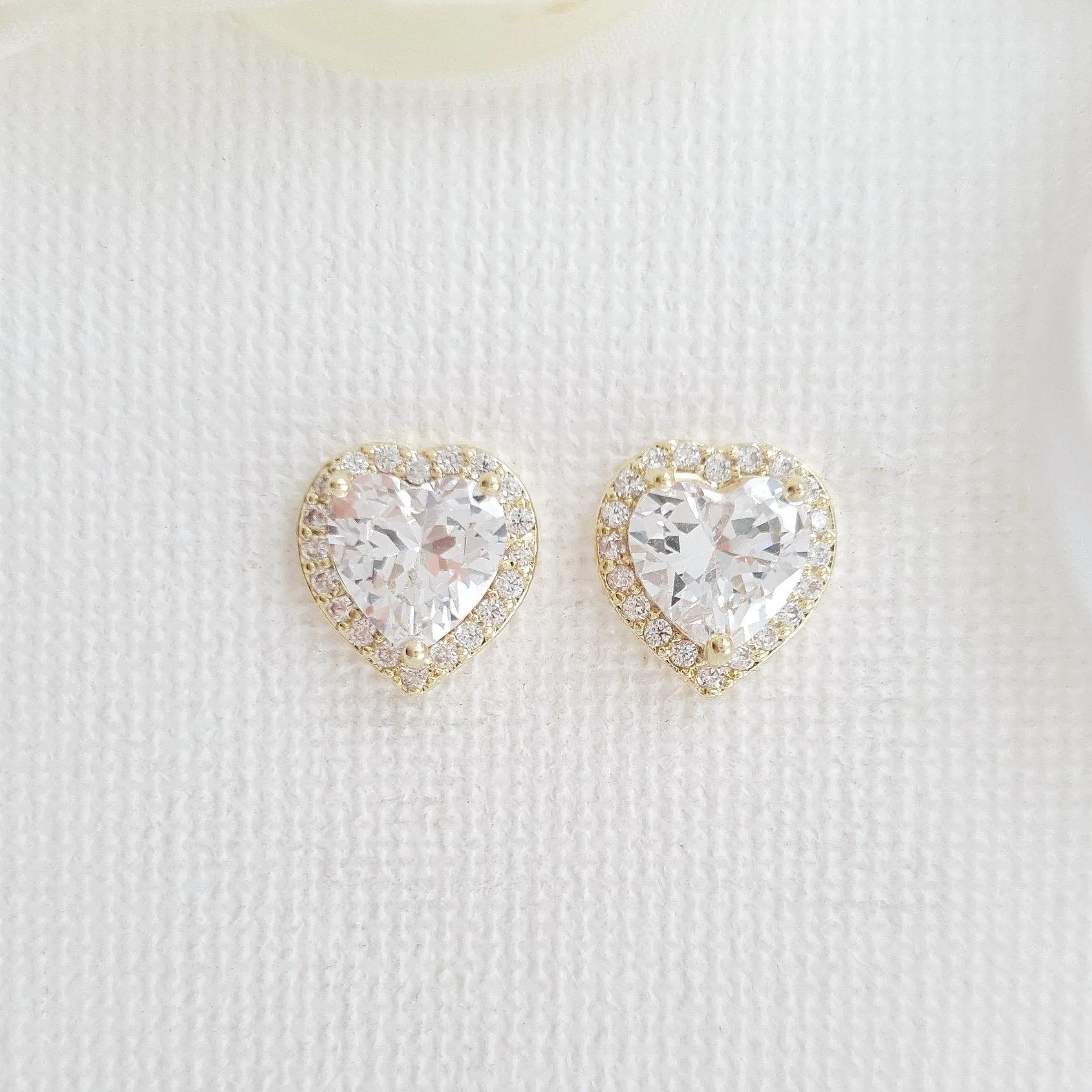 Rose Gold Heart Stud Earrings -Diana