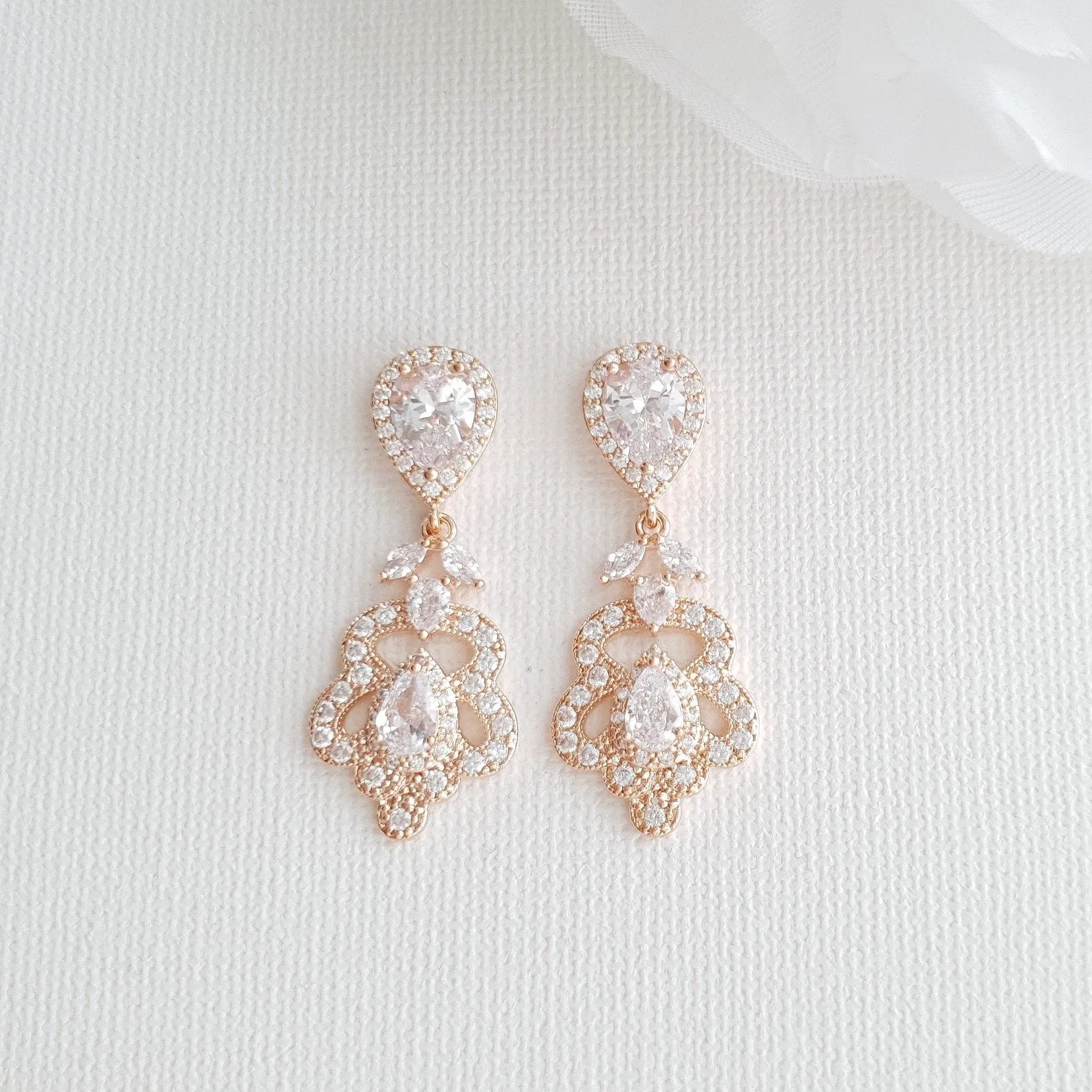 Rose Gold Vintage Earrings for Brides- Norma