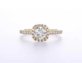 Round Diamond With Cushion Shape Halo Engagement Ring (1.00Ctw)