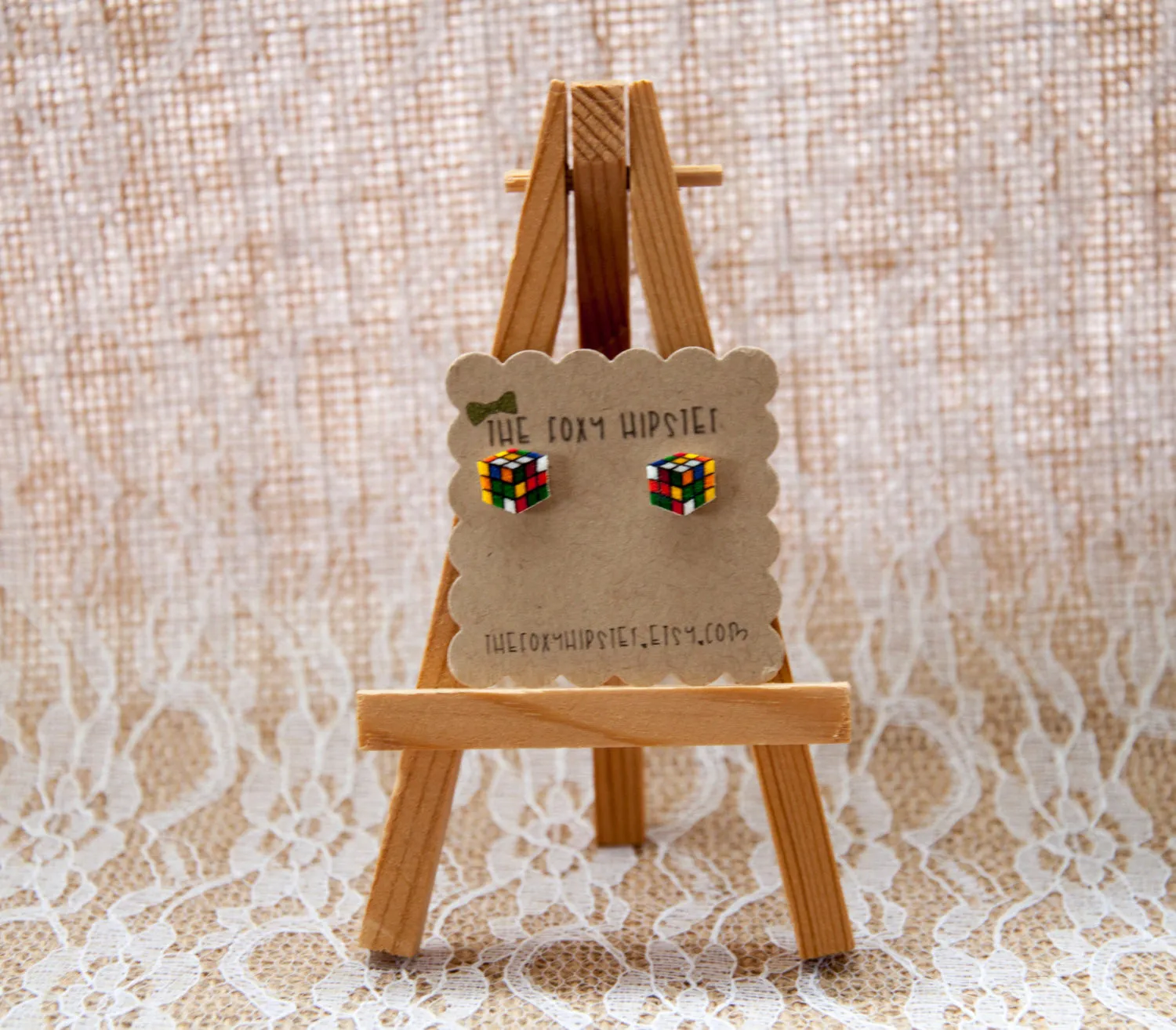 Rubik's Cube Stud Earrings