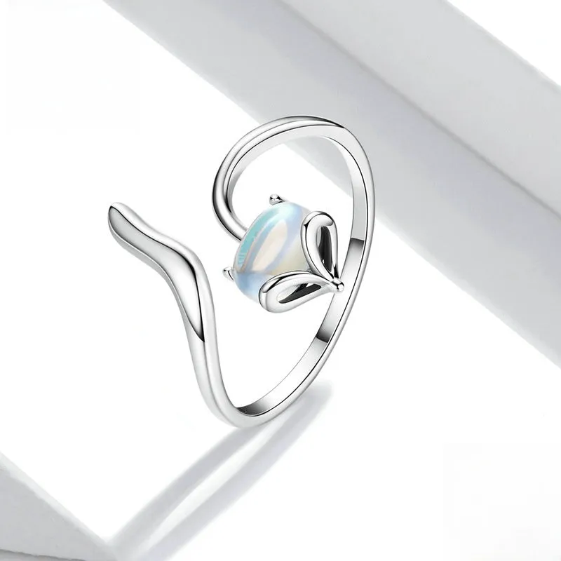 s925 Moonstone Fox Jump Plain Ring