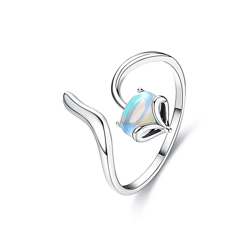 s925 Moonstone Fox Jump Plain Ring