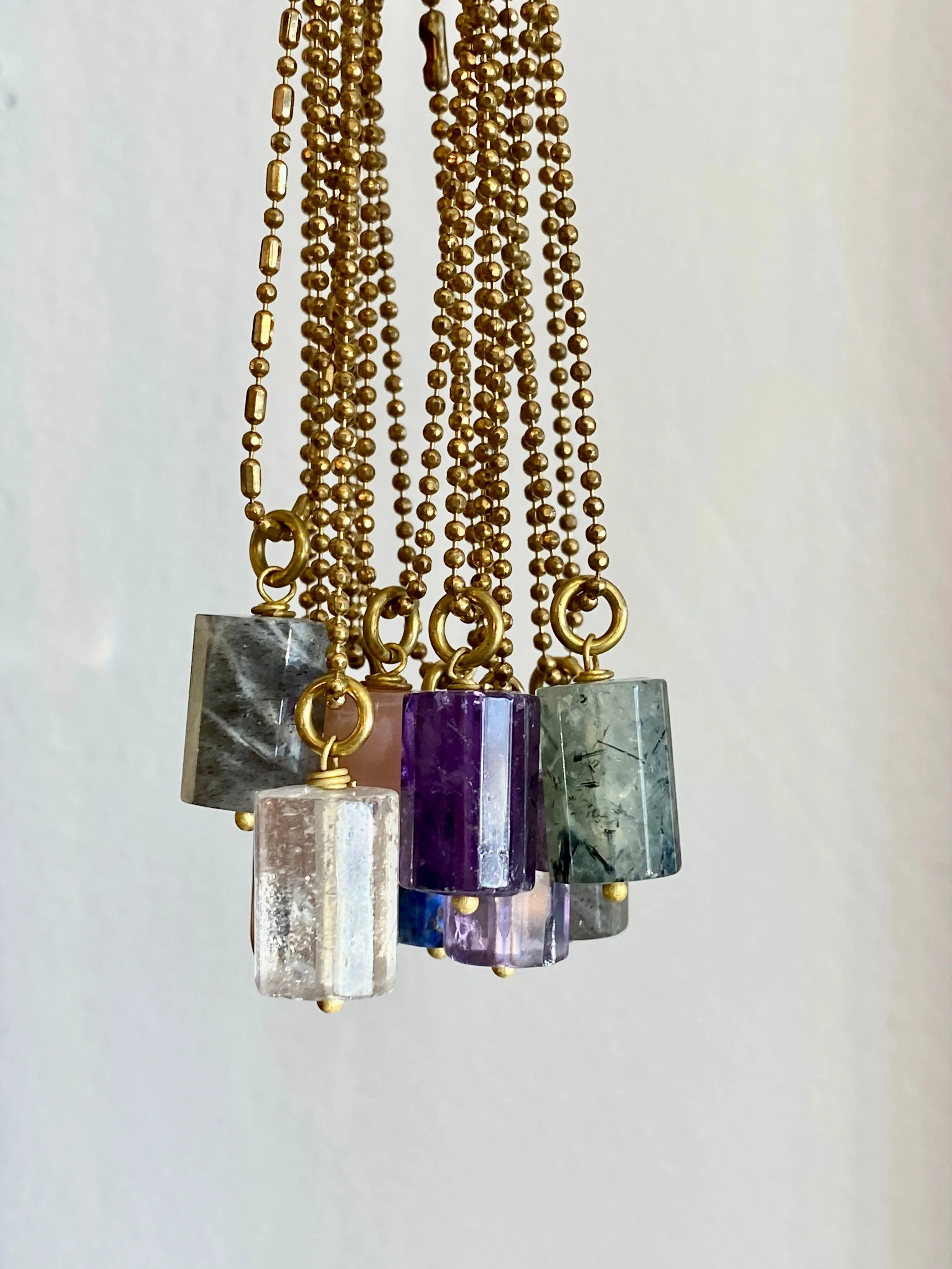 Semi-Precious Cube Charm Necklace