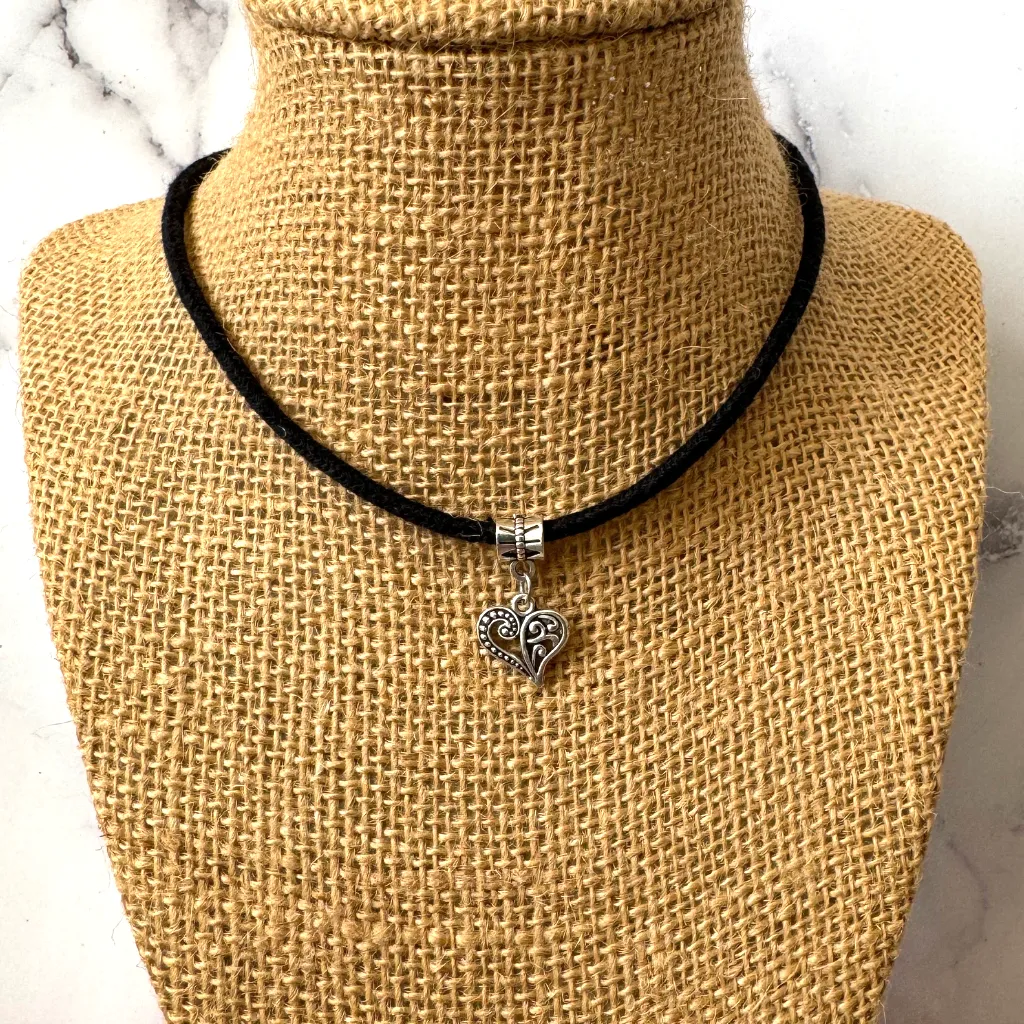 Silver Heart Choker