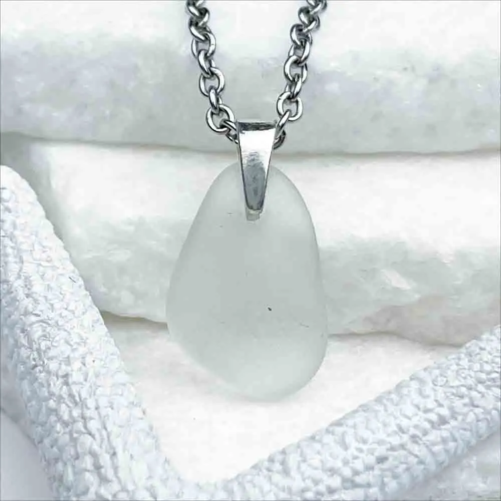 Simple Crystal Clear Sea Glass Pendant | 5238