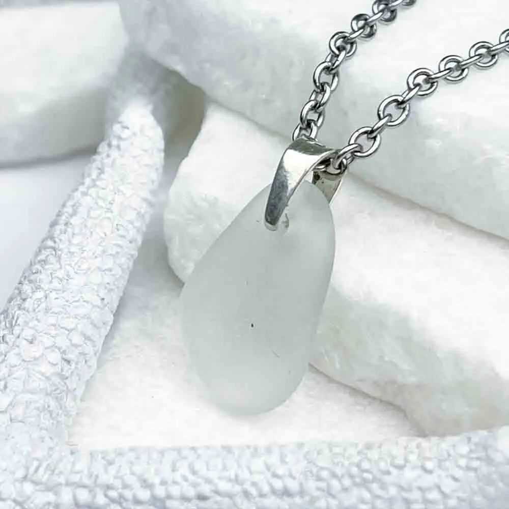 Simple Crystal Clear Sea Glass Pendant | 5238