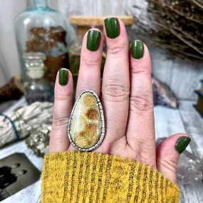 Size 7.5 Fossilized Coral Silver Statement Ring in Fine Silver / Foxlark Collection - One of a Kind