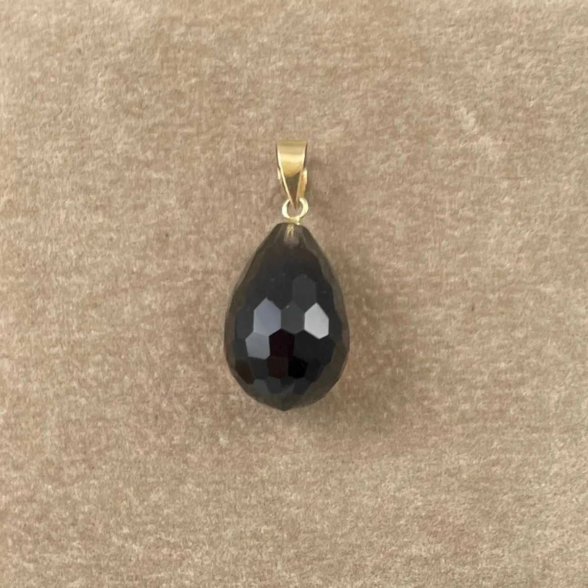 Smoky Quartz Faceted Pendant 14K Gold