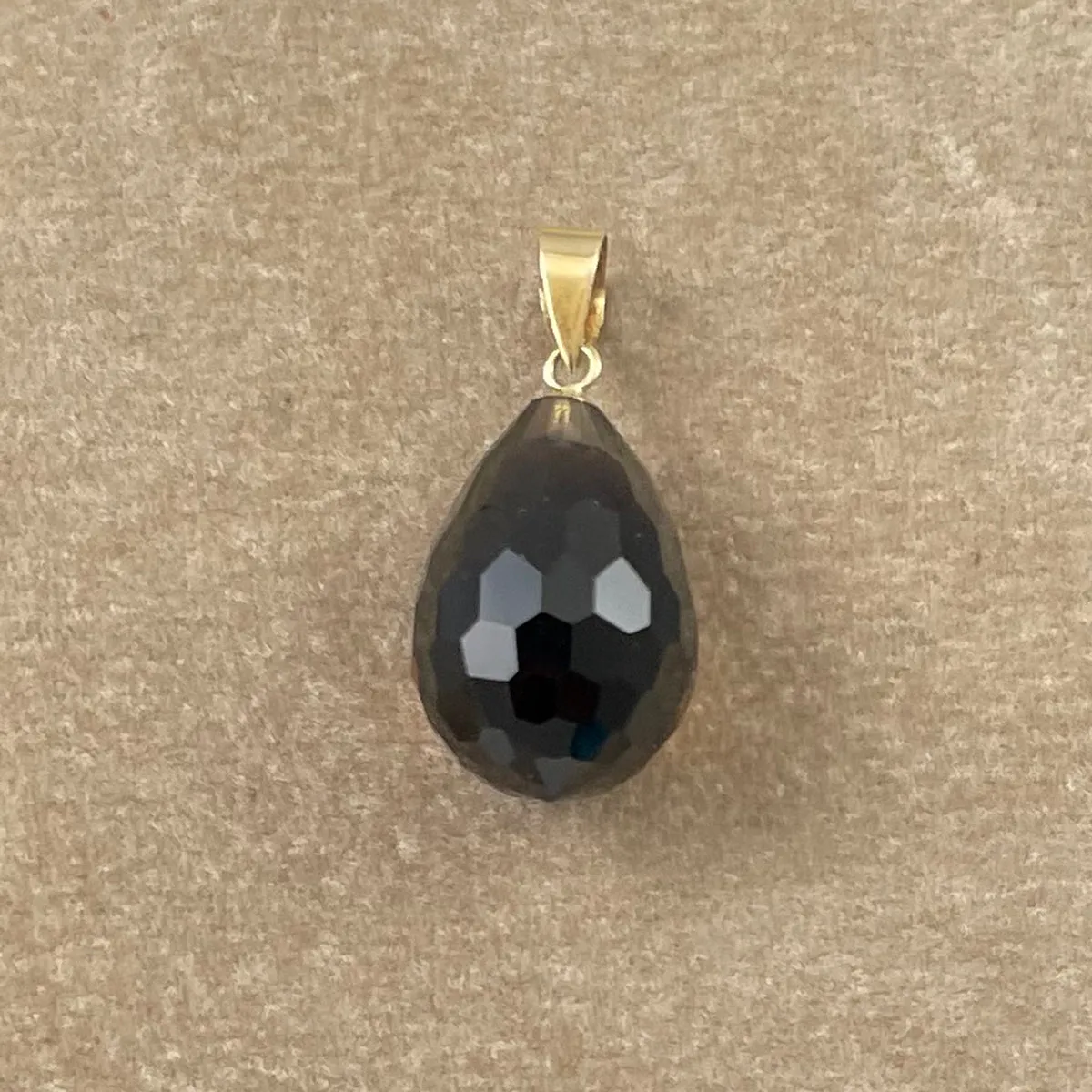 Smoky Quartz Faceted Pendant 14K Gold