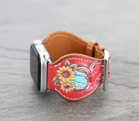 Southwest Apple WATCH BAND  Hand painted on leather