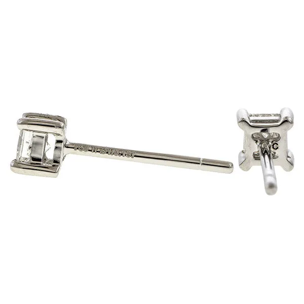 Square Diamond Stud Earrings, 0.19ctw.