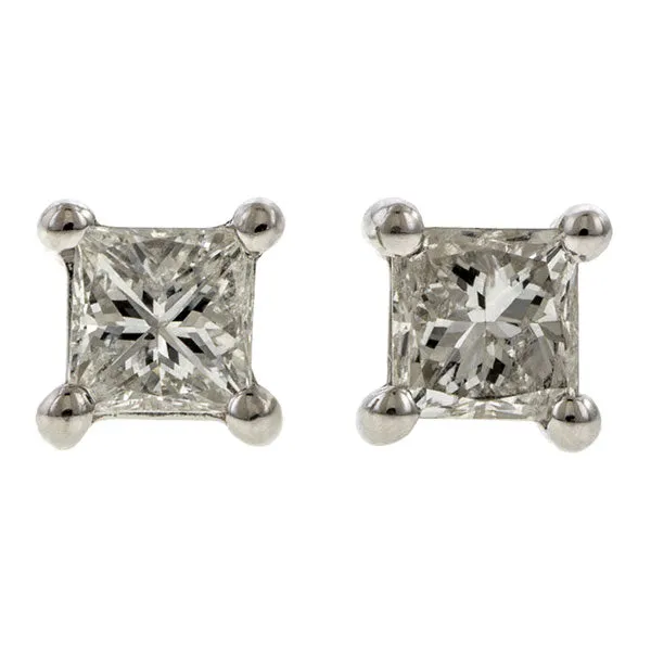 Square Diamond Stud Earrings, 0.19ctw.