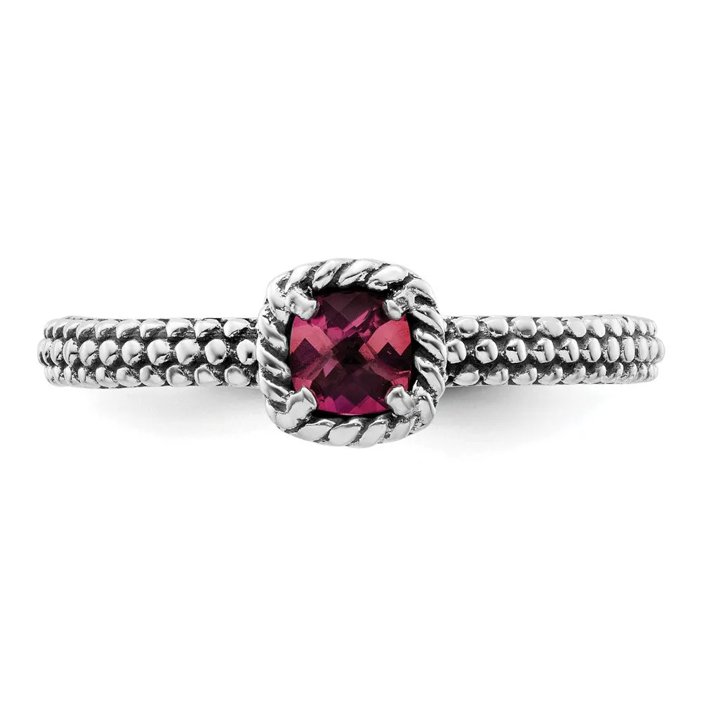 Stackable Expressions Checker-cut Pink Tourmaline Ring in Sterling Silver