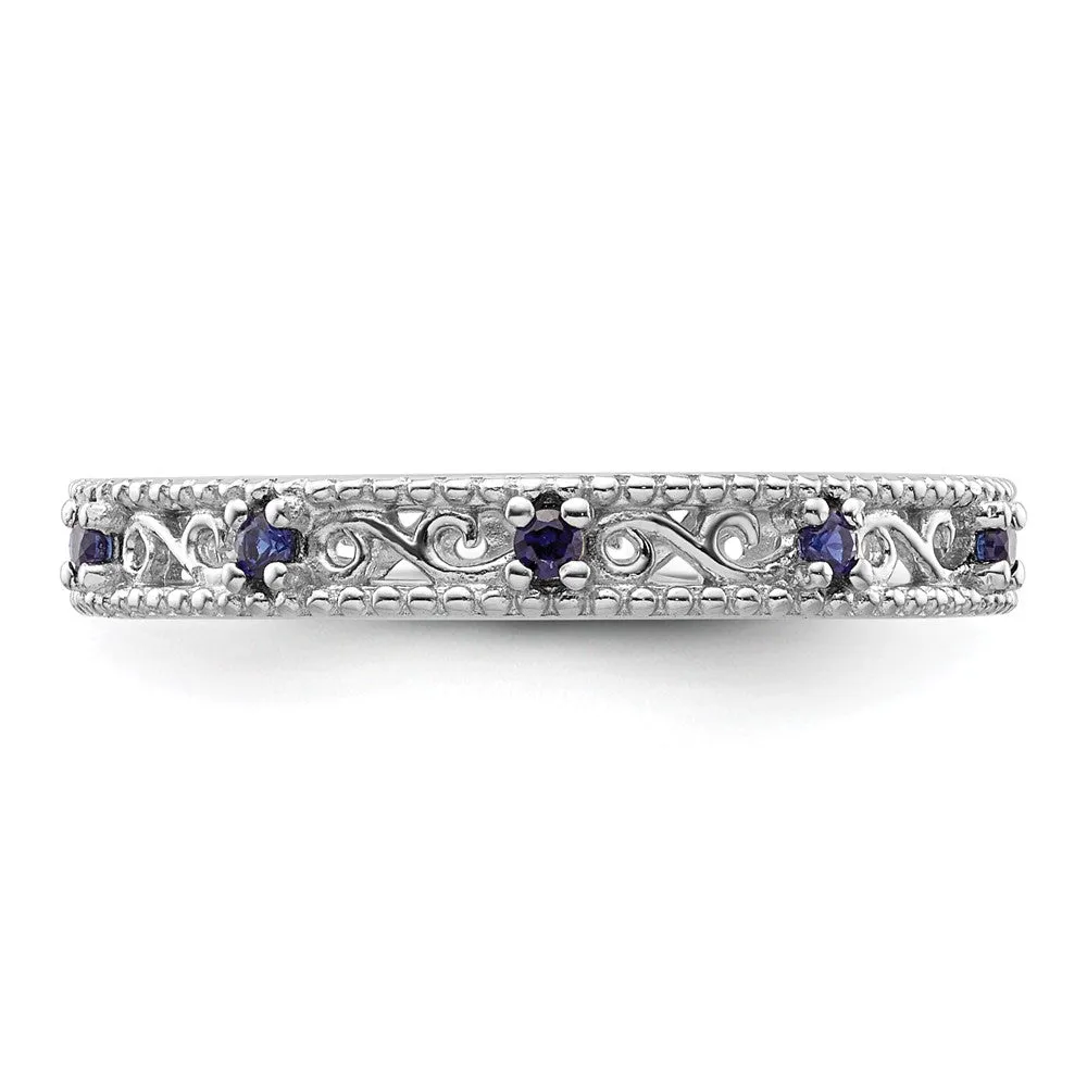 Stackable Expressions Created Sapphire Ring in Sterling Silver