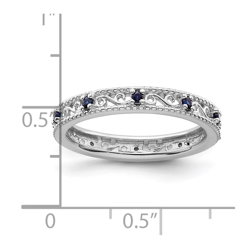 Stackable Expressions Created Sapphire Ring in Sterling Silver