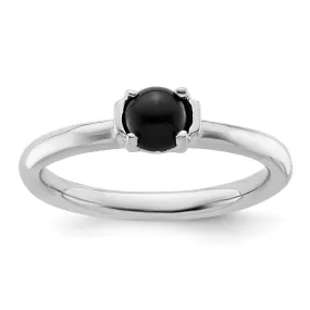 Stackable Expressions Polished Black Agate Ring in Sterling Silver