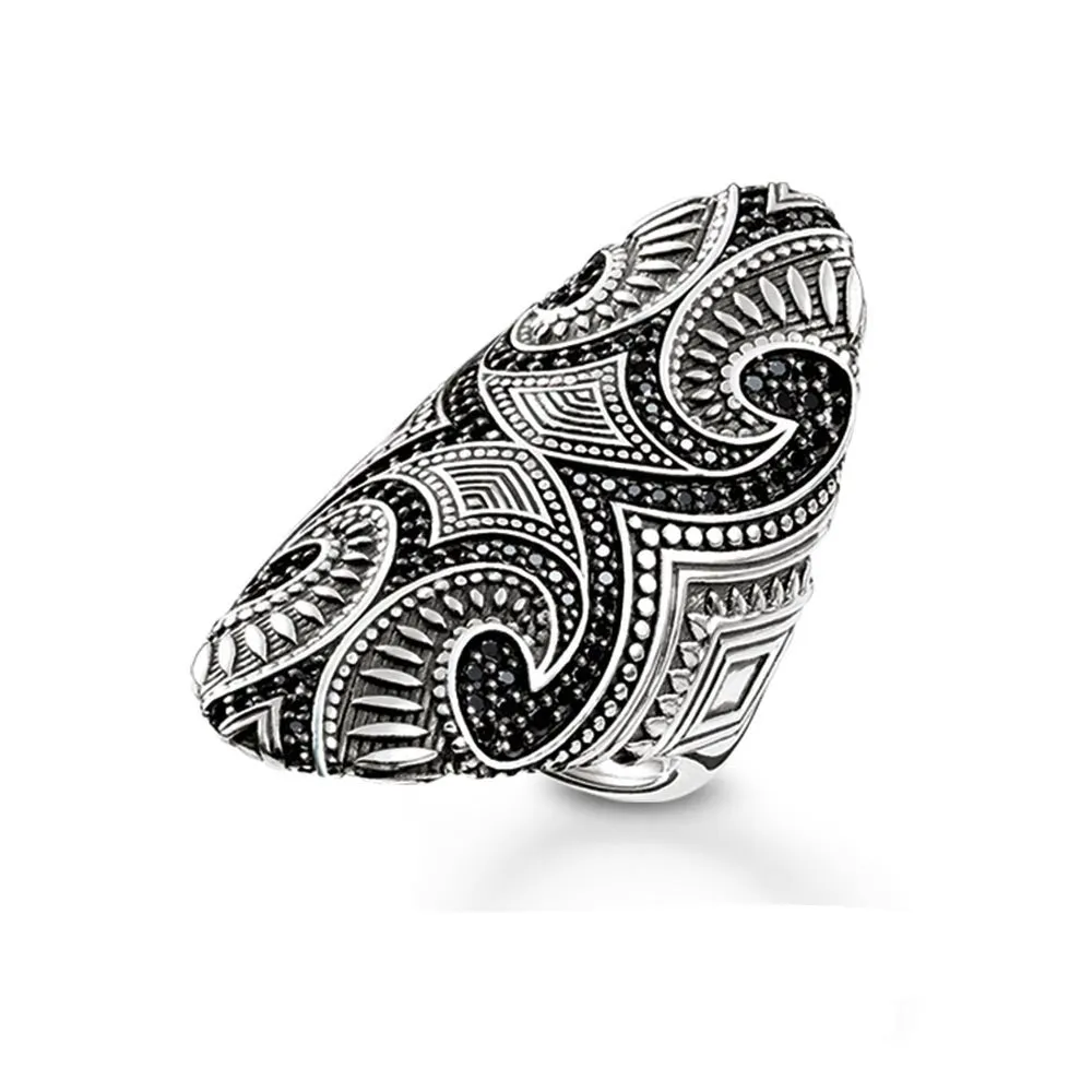 Sterling Silver Big Tattoo Design Ring