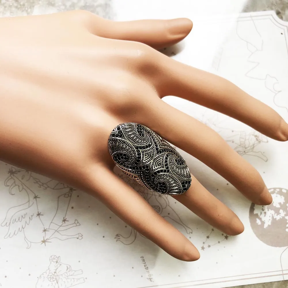 Sterling Silver Big Tattoo Design Ring