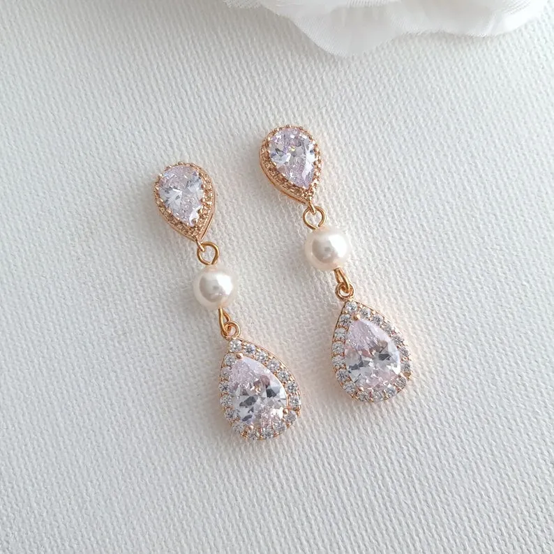 Teardrop Bridal Earrings-Emma