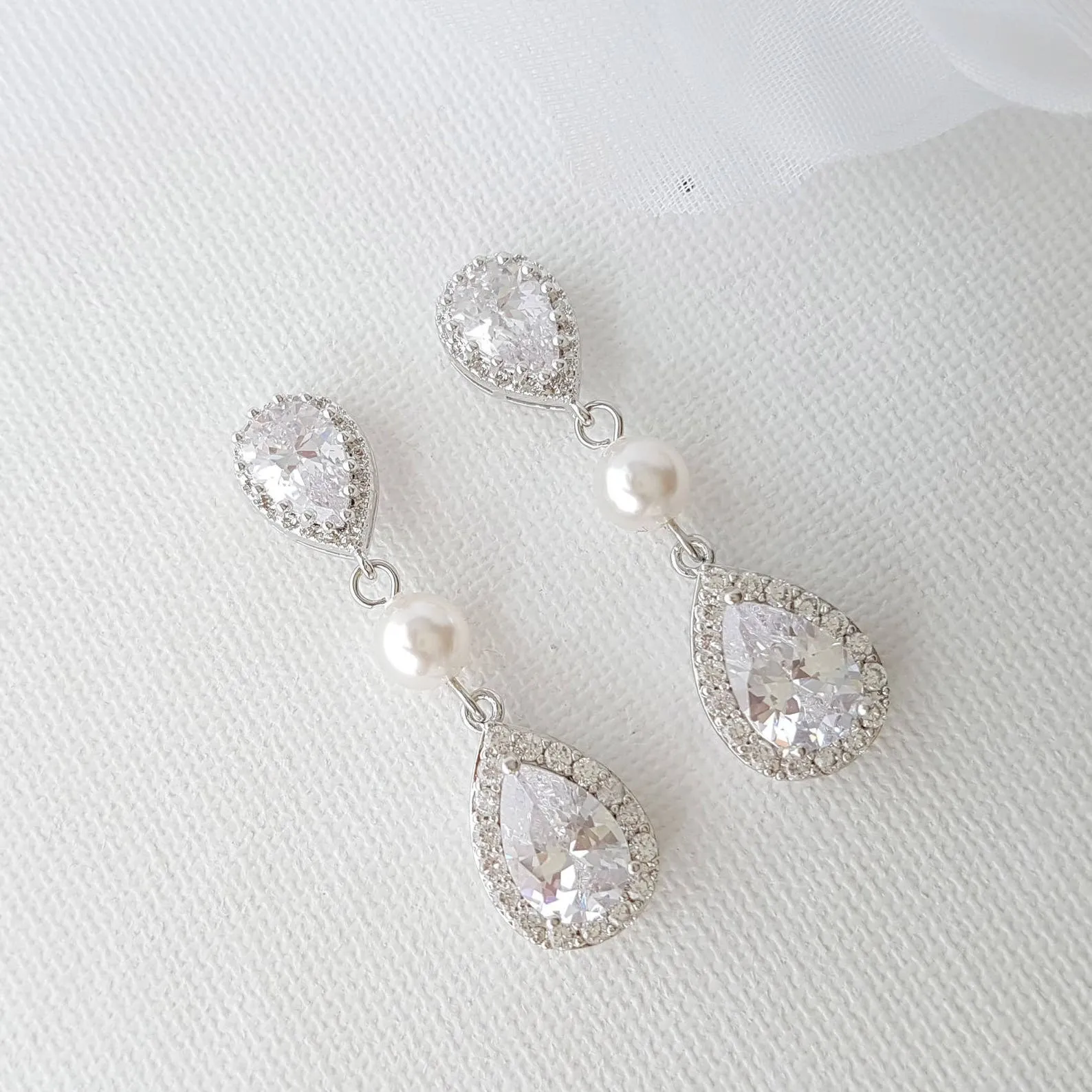 Teardrop Bridal Earrings-Emma