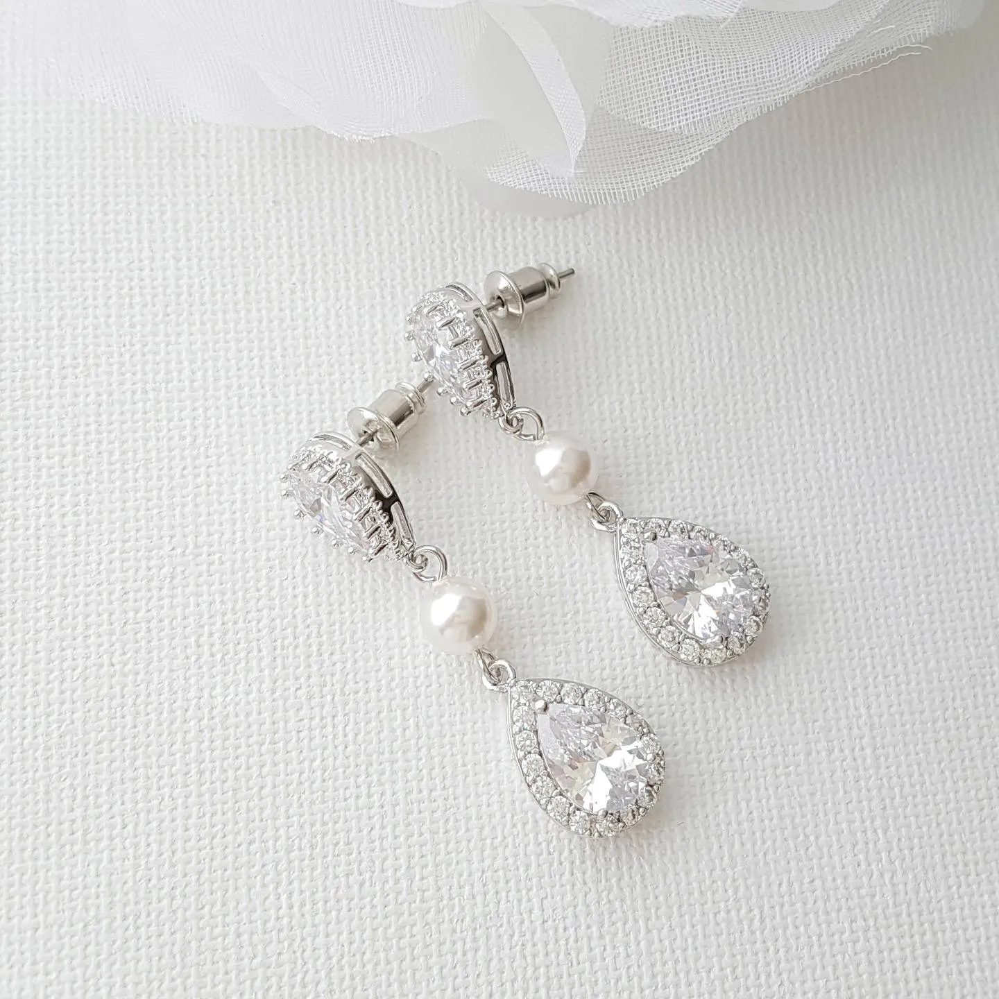 Teardrop Bridal Earrings-Emma