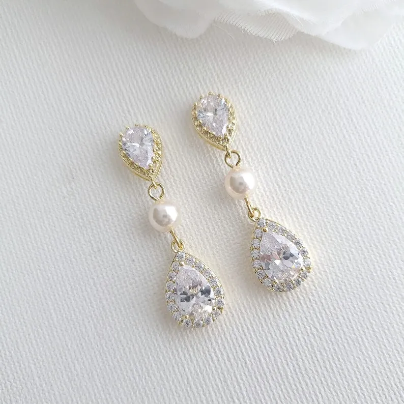 Teardrop Bridal Earrings-Emma