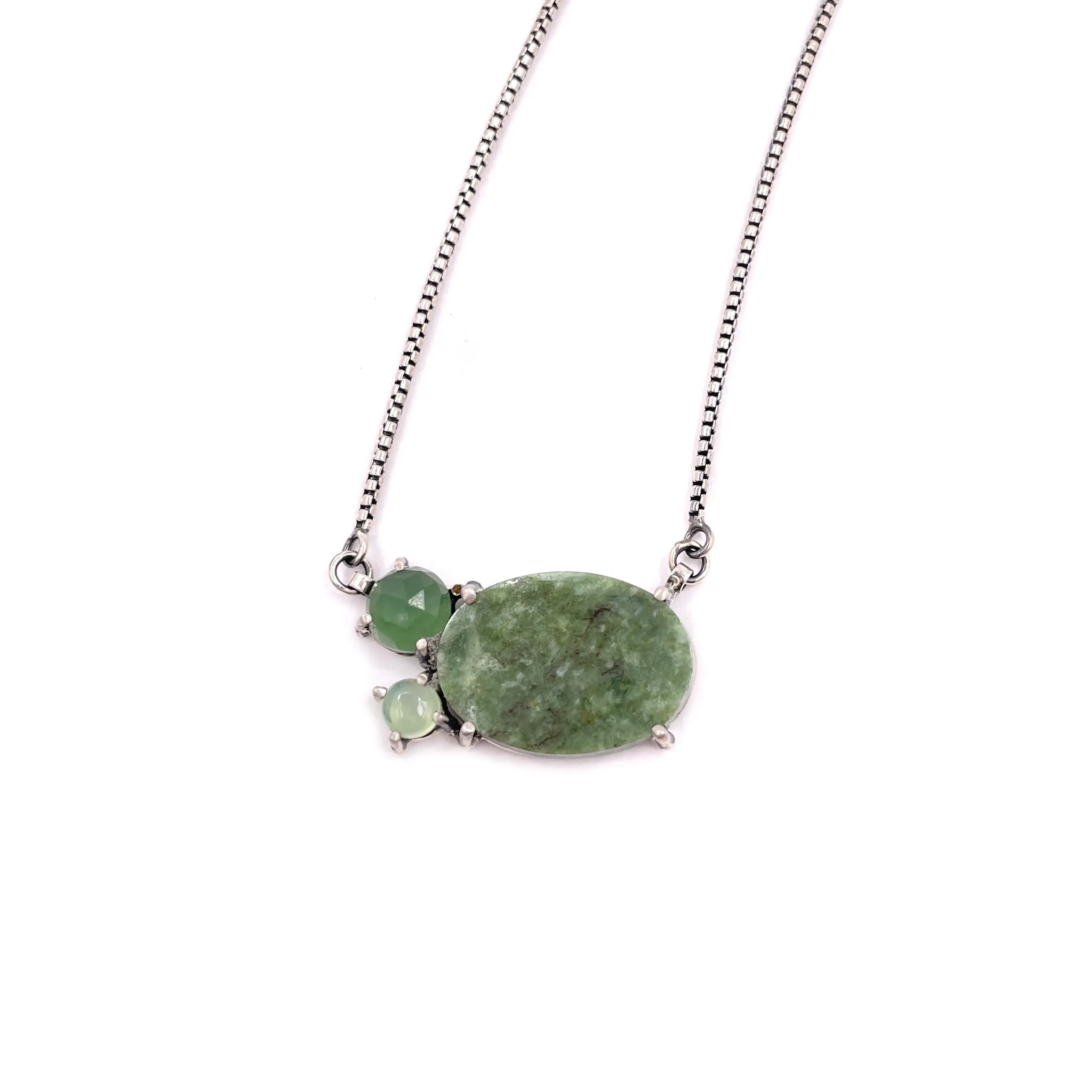 Three Stone Necklace, Green