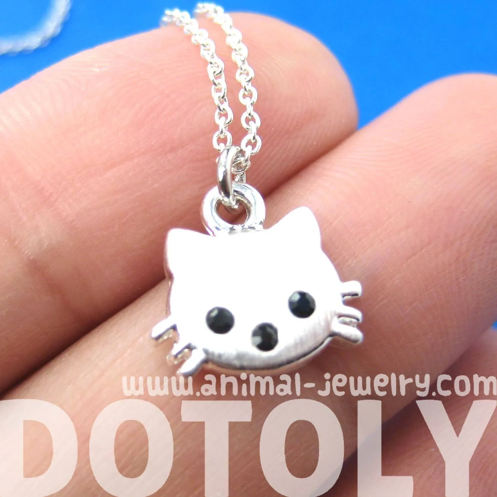 Tiny Kitty Cat Shaped Animal Charm Necklace in Silver | Animal Jewelry