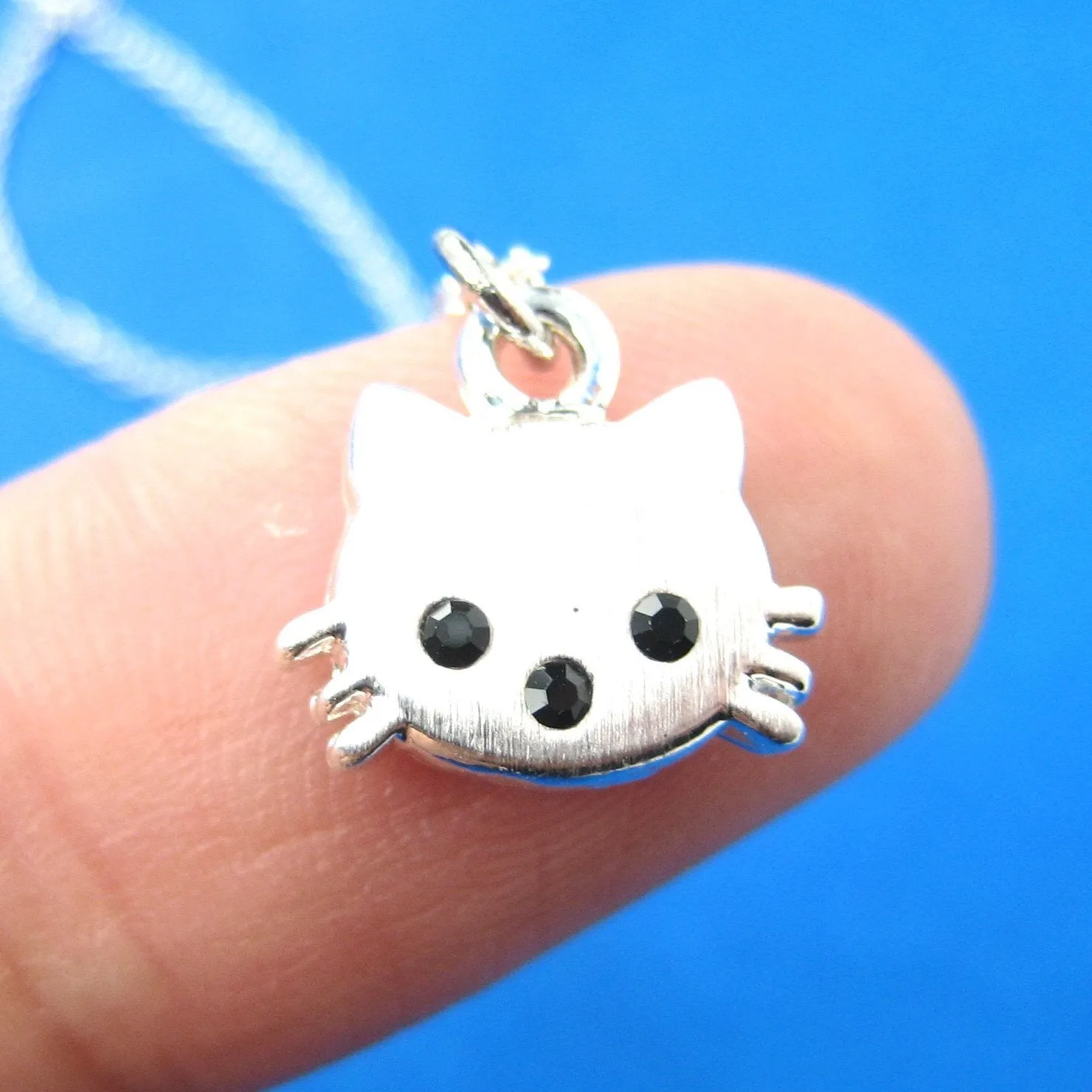 Tiny Kitty Cat Shaped Animal Charm Necklace in Silver | Animal Jewelry