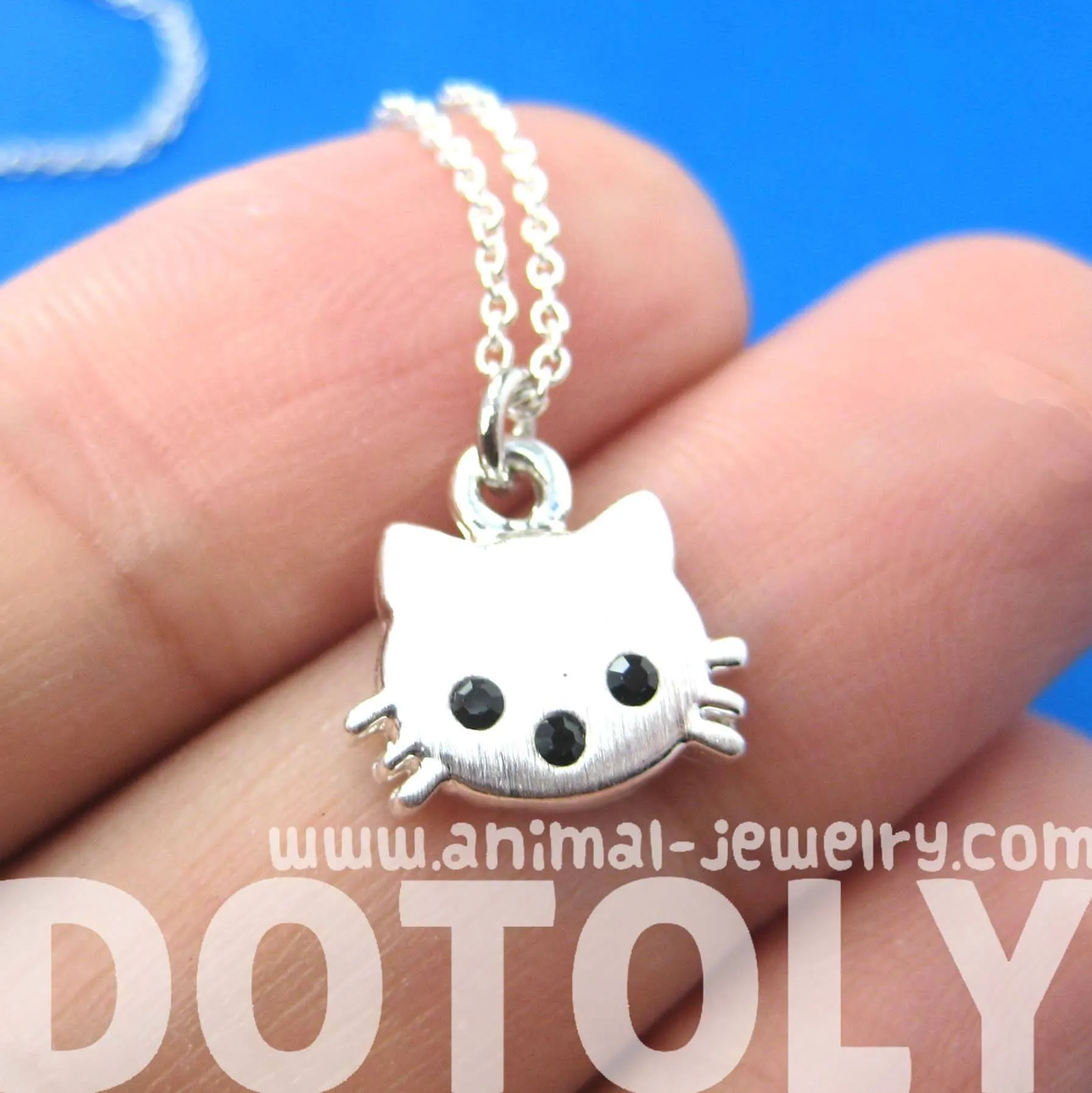 Tiny Kitty Cat Shaped Animal Charm Necklace in Silver | Animal Jewelry