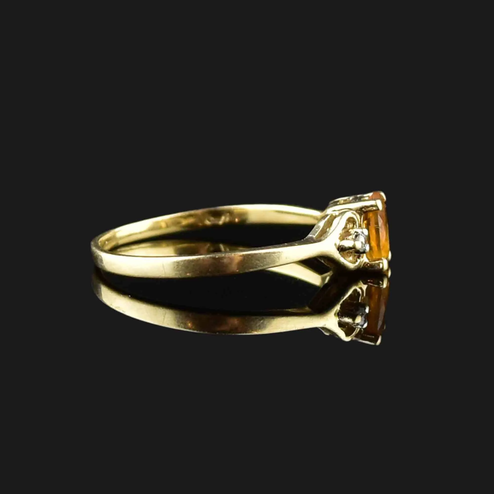 Vintage 10K Gold Diamond Heart Citrine Ring