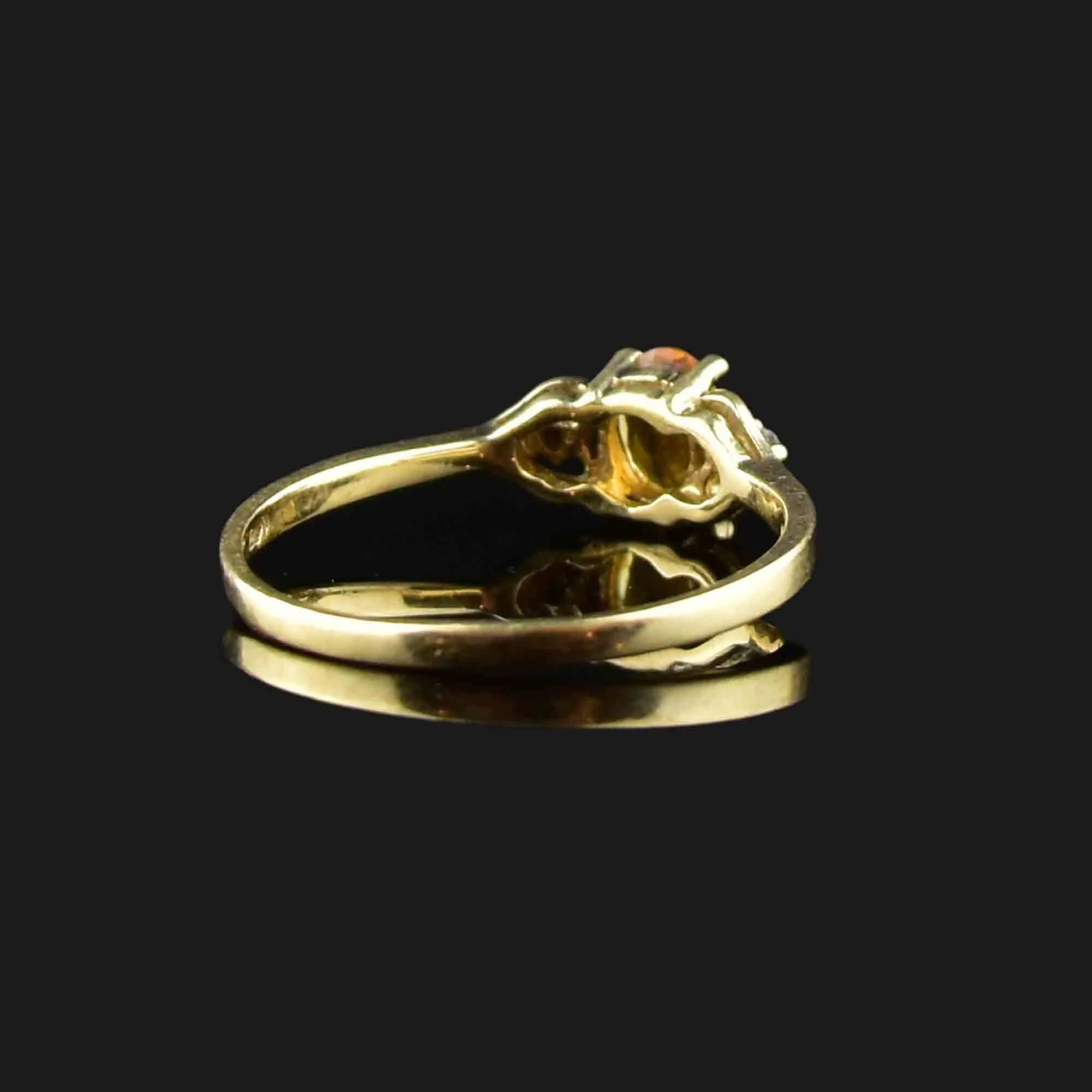 Vintage 10K Gold Diamond Heart Citrine Ring