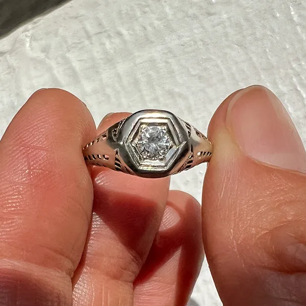 Vintage Diamond Engagement Ring, RBC 0.20ct.