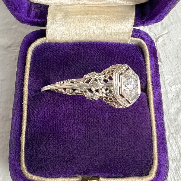 Vintage Filigree Diamond Engagement Ring, TRB 0.25ct.