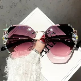 Vintage Rhinestone Gradient Lens Sun Glasses