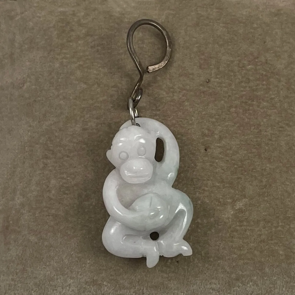 White Jade Carved Monkey Pendant Chinese