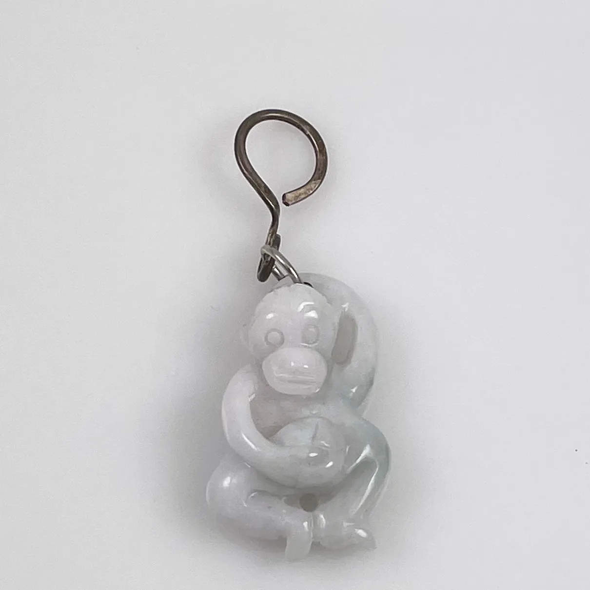 White Jade Carved Monkey Pendant Chinese